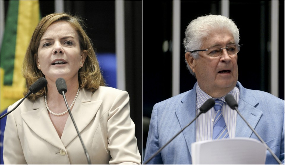 Isolados, Gleisi e Requião encabeçaram coro contra PEC do teto no Senado Gleisi Hoffmann (PT) e Roberto Requião (PMDB) | Pedro França e Jefferson Rudy/Agência Senado
