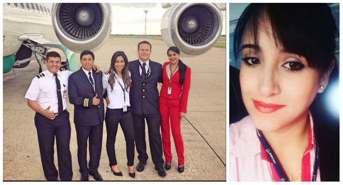 Os colegas de Ximena Suárez do voo fatídico. Miguel Quiroga, o piloto morto, é o segundo da direita para a esquerda. | /