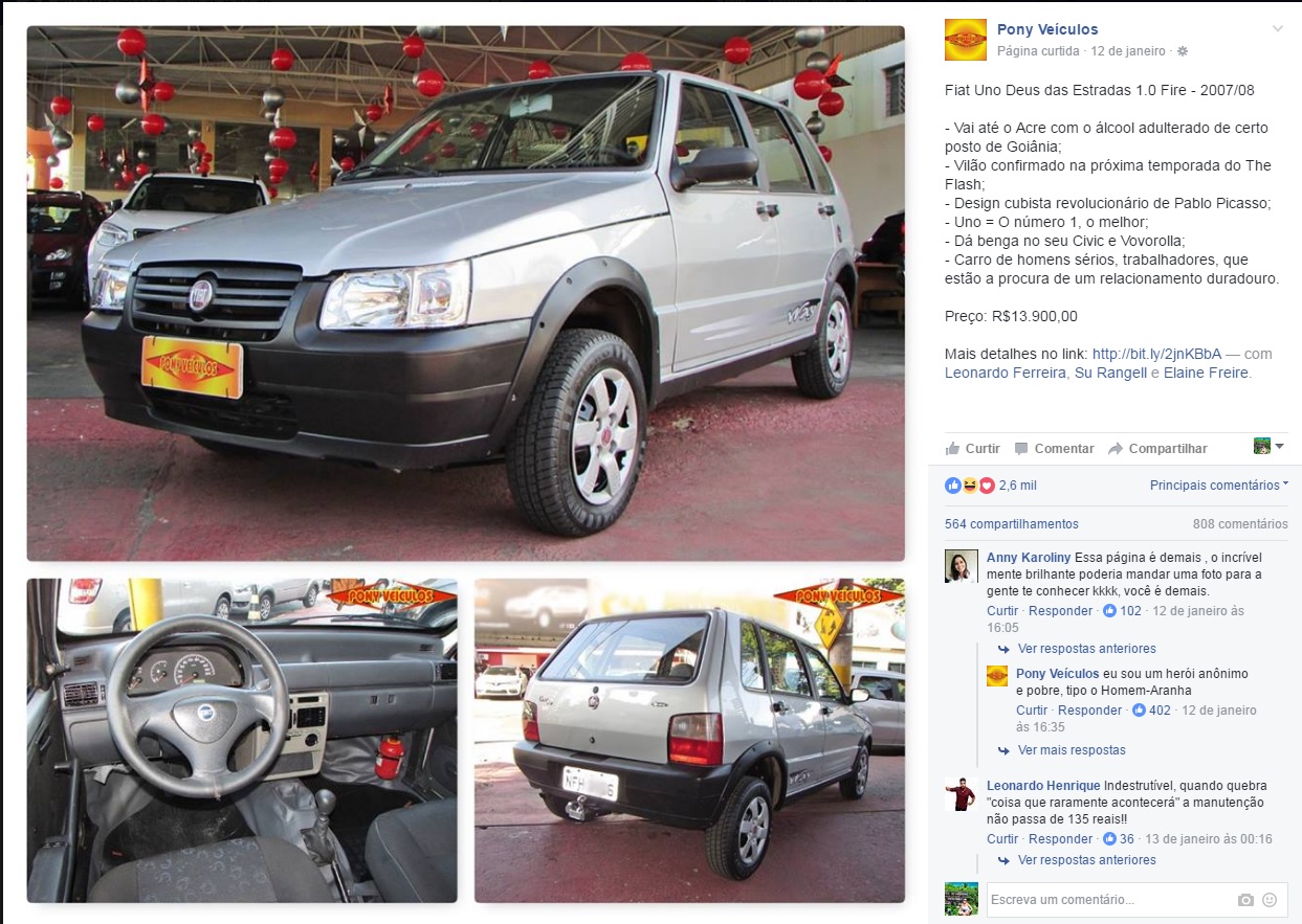 Post que deu início a nova divulgação da marca na internet. | Divulgação/Facebook/