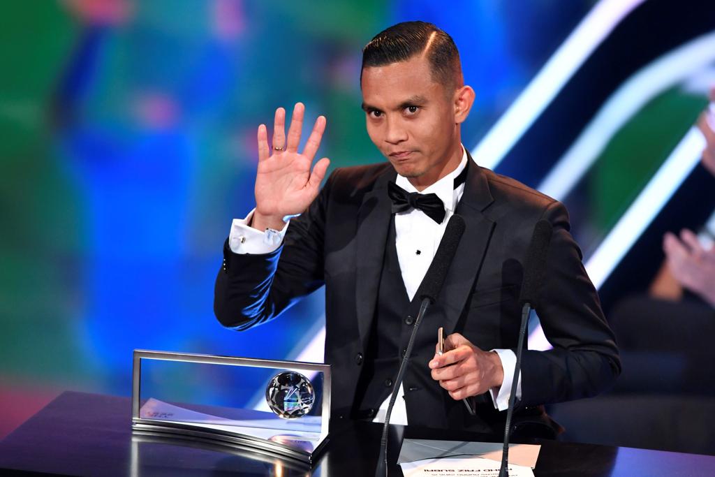 O malaio Mohd Faiz Subri foi o prêmio Puskás de gol mais bonito da última temporada. | FABRICE COFFRINI/AFP