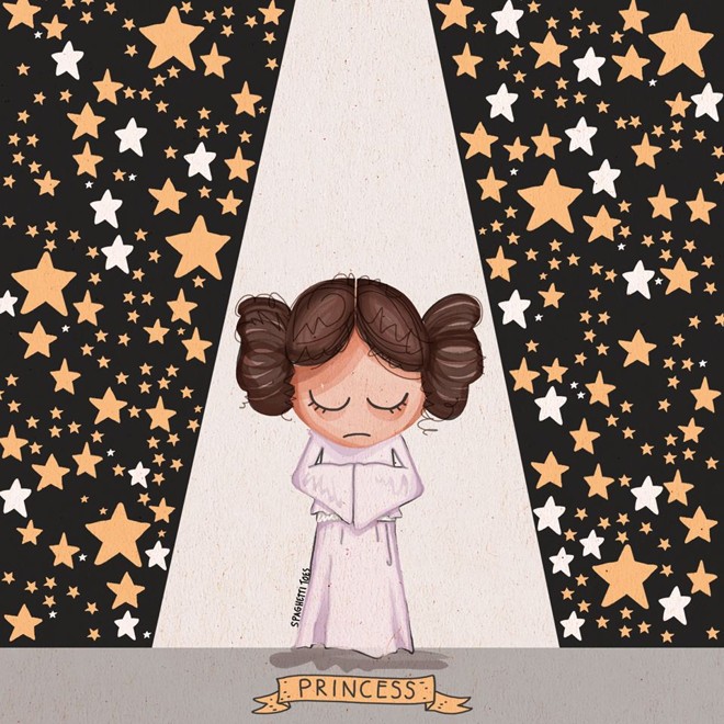 Carrie Fisher (1956–2016) , conhecida por interpretar a princesa Leia de “Star Wars”, morreu em 27 de dezembro. | 