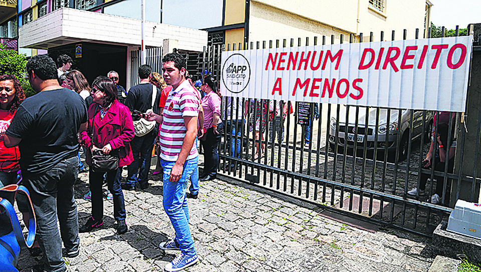 Protesto de professores na Seed na semana passada para tratar da hora-atividade | Henry Milleo/Gazeta do Povo