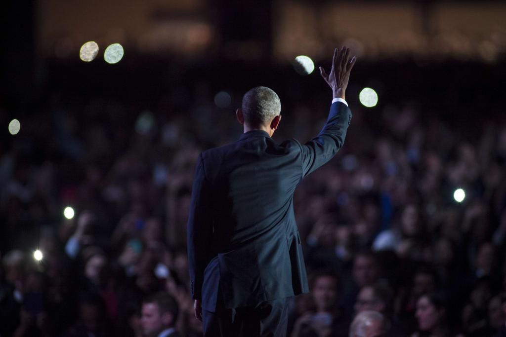 Obama durante seu último discurso oficial, em Chicago, nesta terça-feira (10) | Darren Hauck/AFP