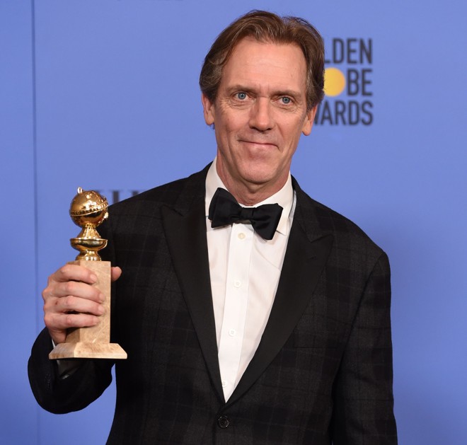 Hugh Laurie, vencedor de Melhor ator coadjuvante pela série “The night manager”. | ROBYN BECK/AFP