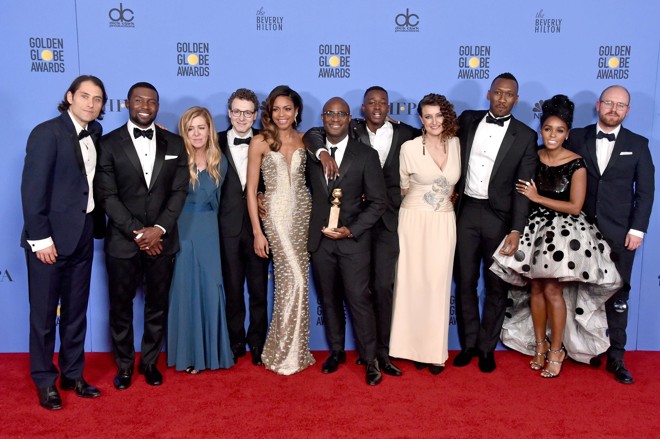 Elenco de “Moonlight: sob a luz do luar”, vencedor de Melhor filme de drama. | Alberto E. Rodriguez/AFP