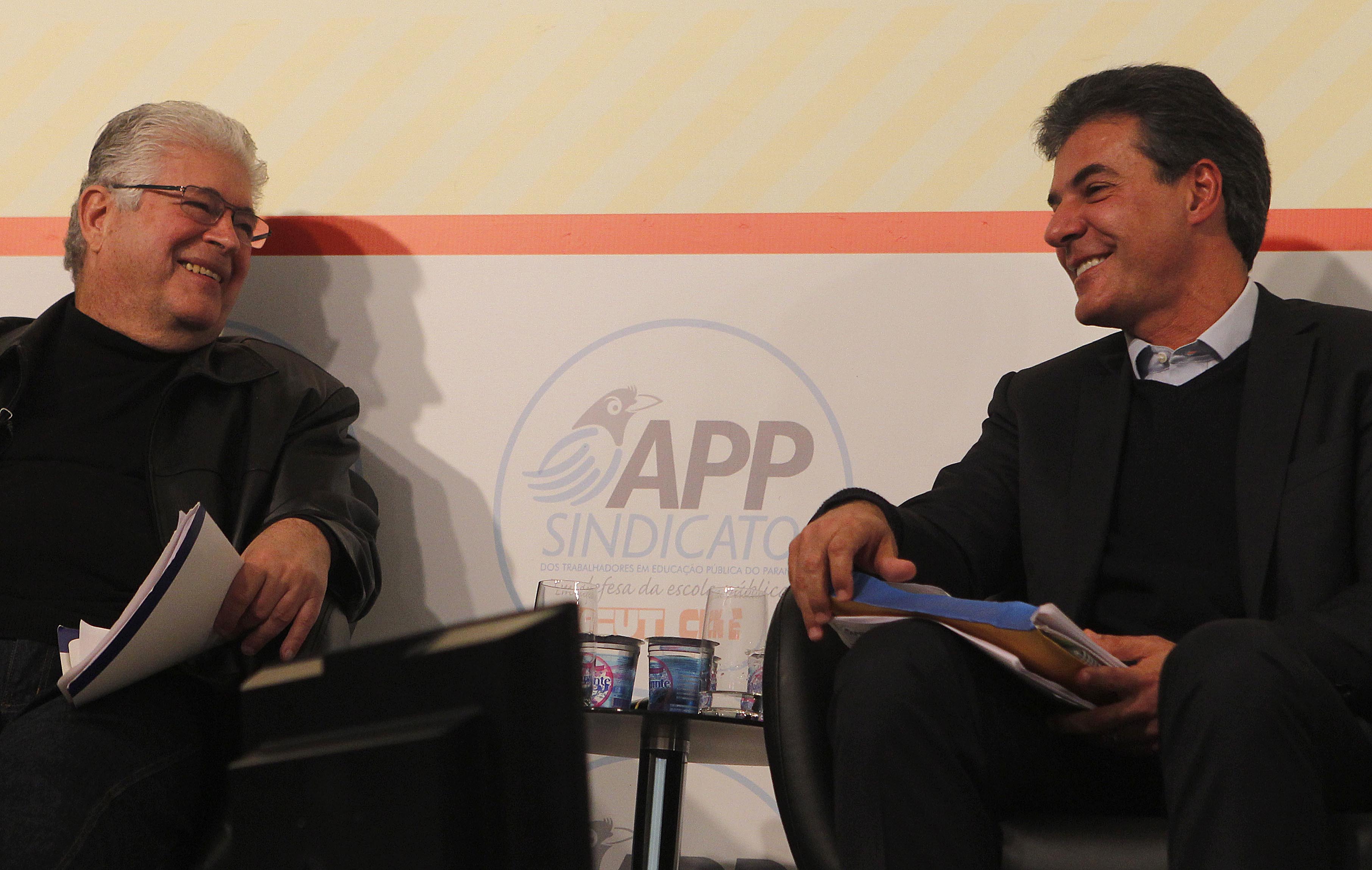 Requião e Richa em debate durante a campanha de 2014 ao governo do estado, vencida pelo tucano no primeiro turno. | Jonathan Campos/Gazetas do Povo