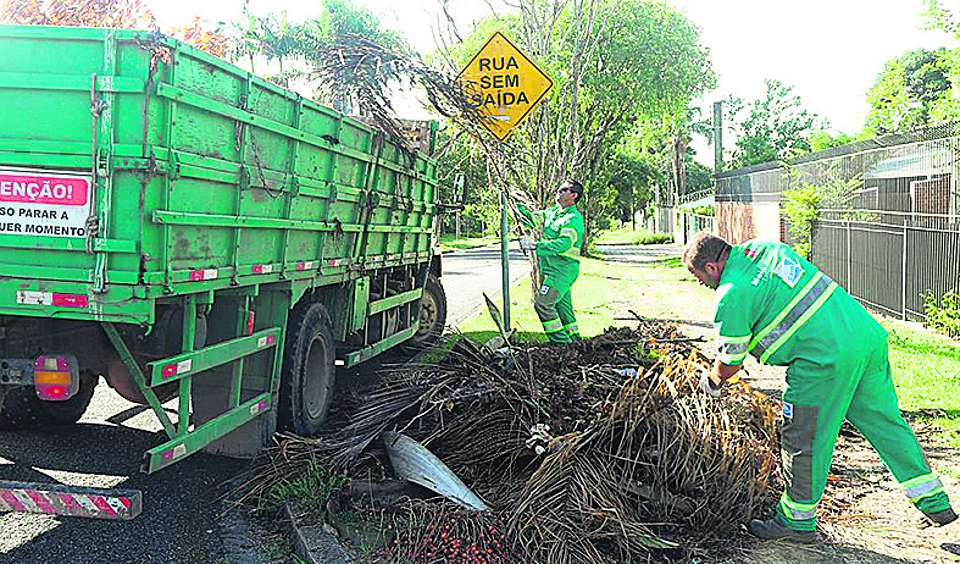 Funcionários contratados pela prefeitura removem galhos em via da regional do Boa Vista | Valdecir Galor/SMCS