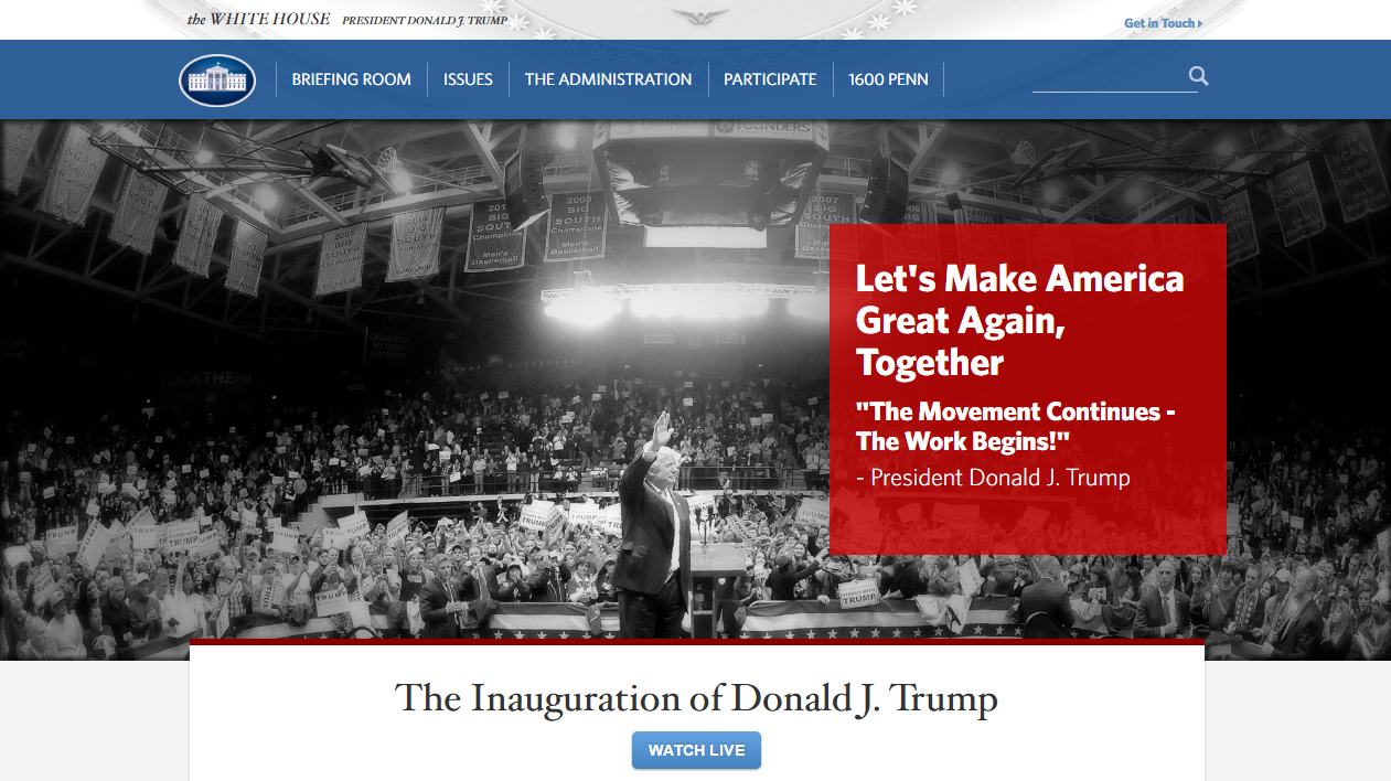 Novo site da Casa Branca | Reprodução/