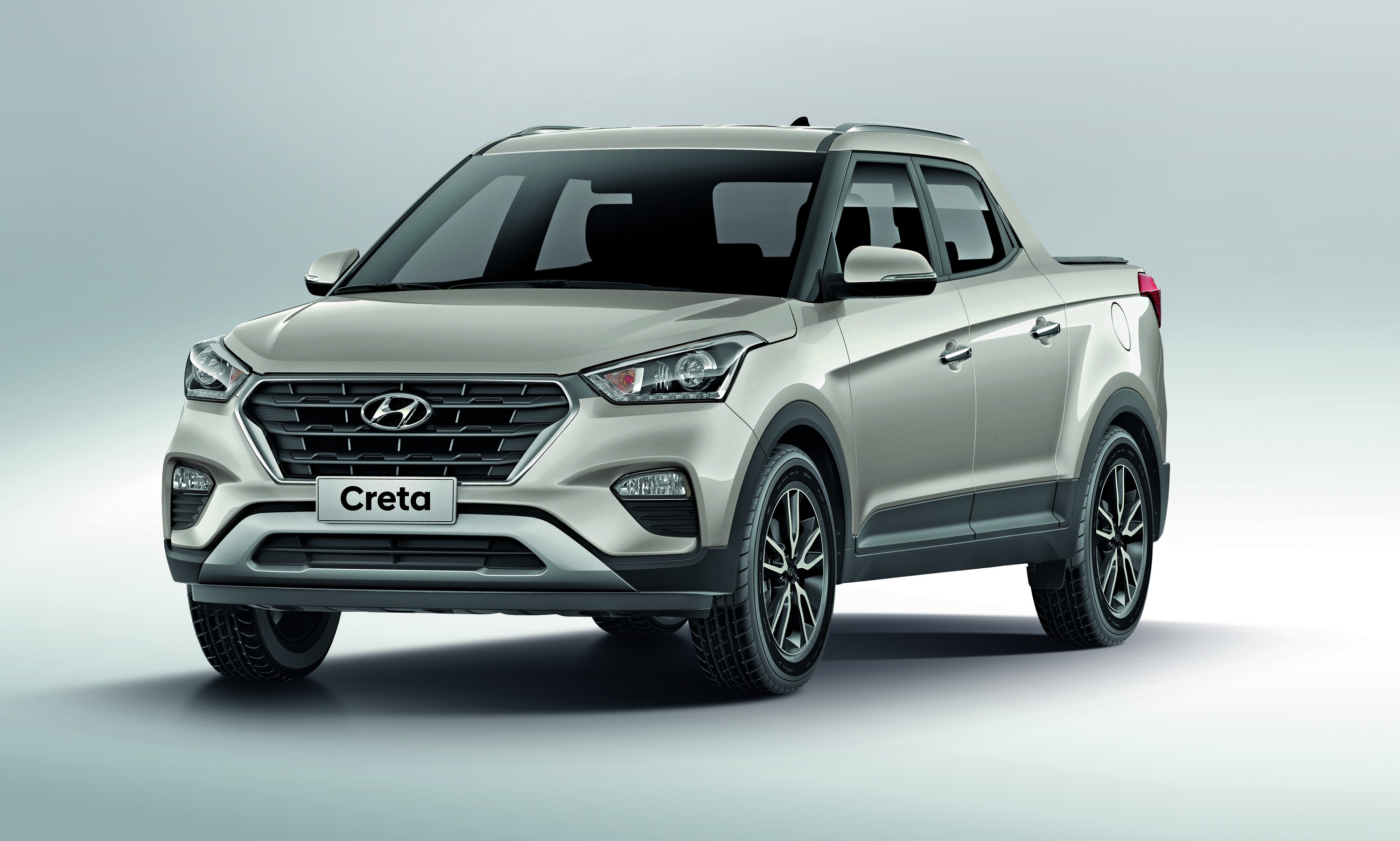 Projeção de como ficaria a picape da Hyundai. A frente seria idêntica a do Creta. | Divulgação