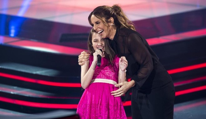 Isabela, 12 anos, com sua técnica, Ivete Sangalo. | Isabella Pinheiro/Globo