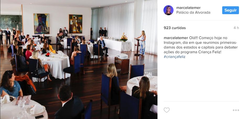 Marcela Temer estreou no Instagram com registro de reunião com outras primeiras-damas | Reprodução/Instagram