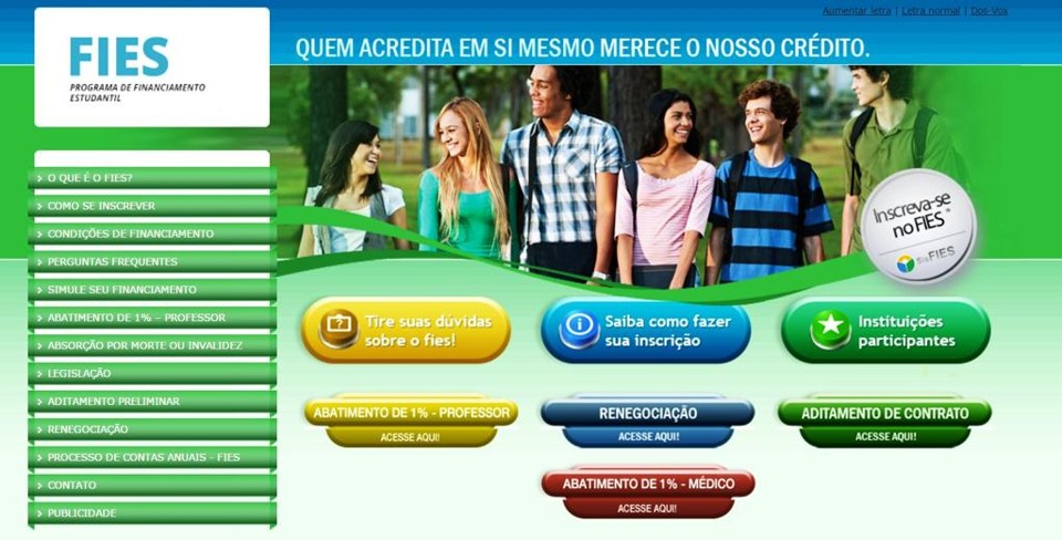  | Reprodução do site do Fies