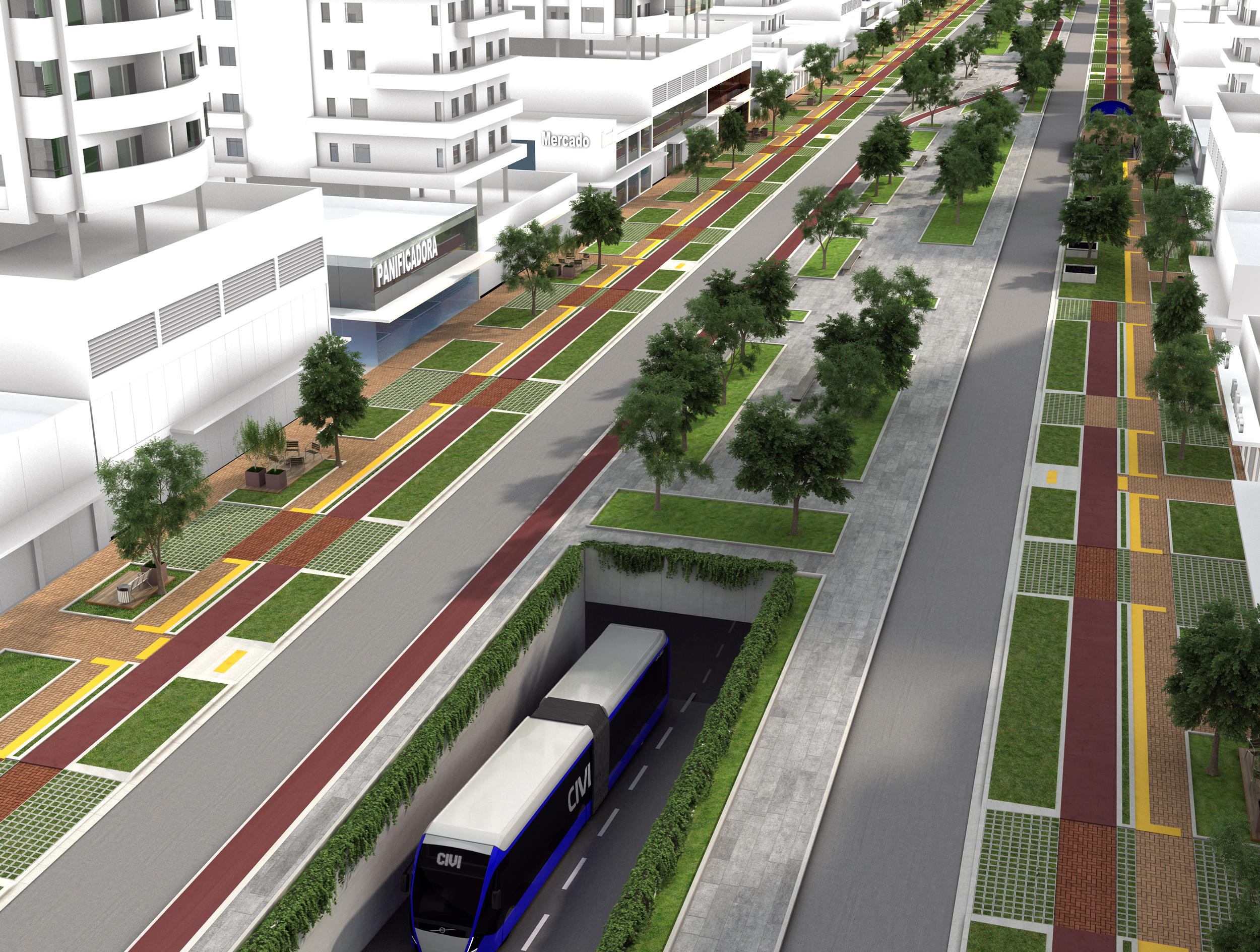 Curitiba tem dois projetos de mobilidade alternativos ao metrô, um “bonde elétrico” e outro, de BRT modernizado (foto). | Civi/Divulgação/
