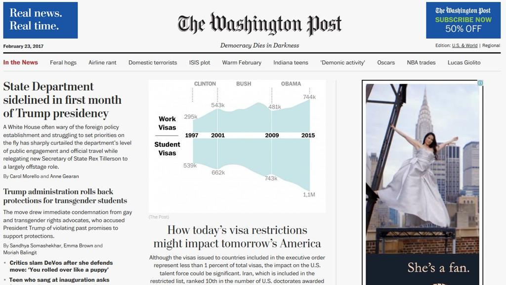 Página do Washington Post na internet | Reprodução/