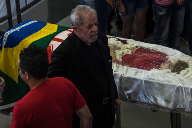 Corpo da ex-primeira-dama Marisa Letícia é velado no Sindicato dos Metalúrgicos do ABC,em São Bernardo do Campo. | NELSON ALMEIDA/AFP