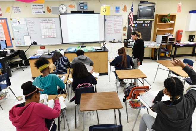 Aula de ciências no Texas, onde a batalha entre a teoria da evolução e a do criacionismo é particularmente forte | Rhona Wise
/ AFP