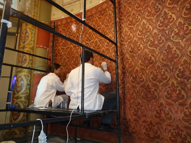 Técnicas de pontilhismo e reintegração cromática foram usadas durante o restauro. | Ricardo Moreira Arquivo pessoal