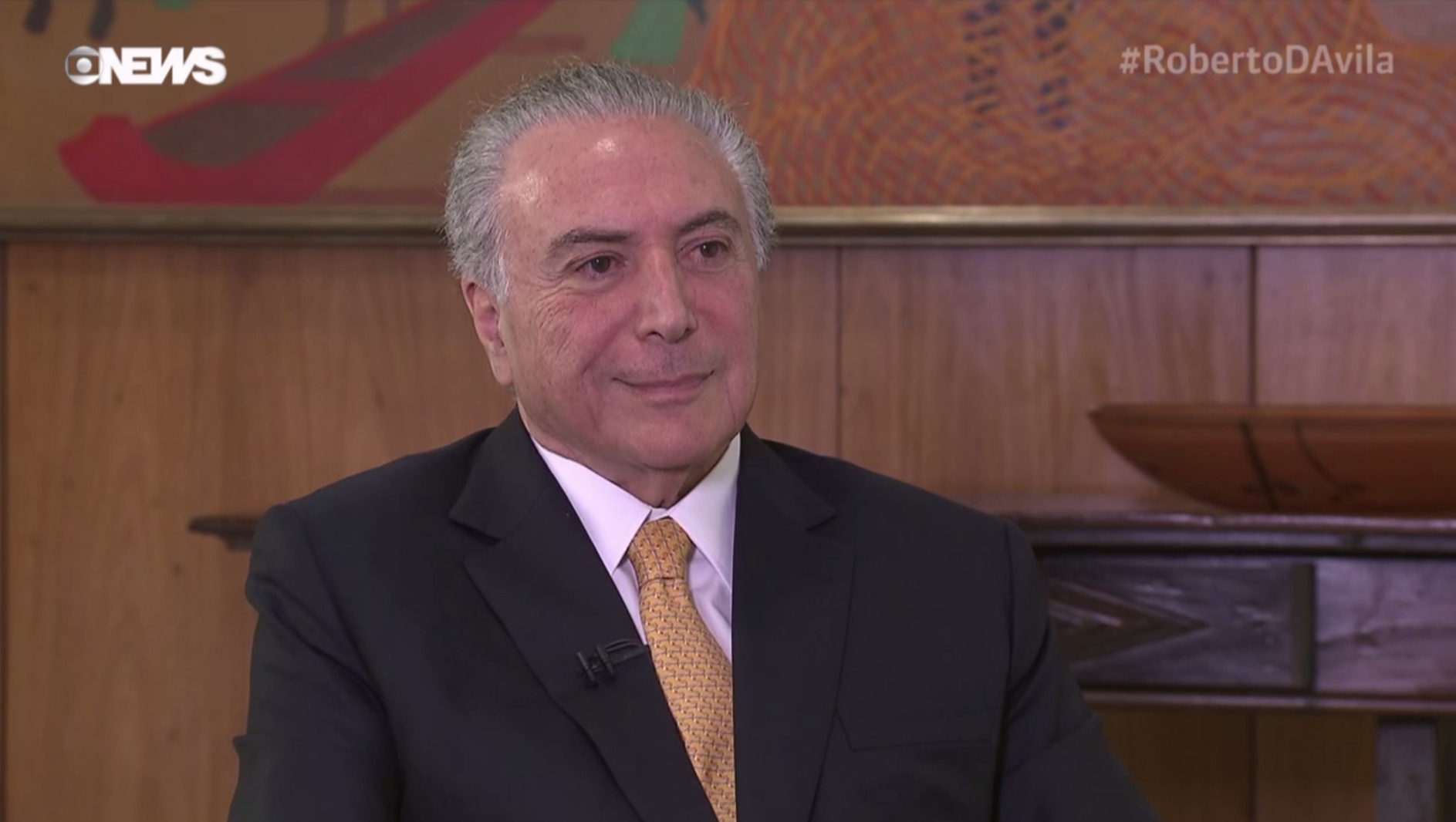 Temer durante a entrevista à Globonews | Reprodução/Globonews