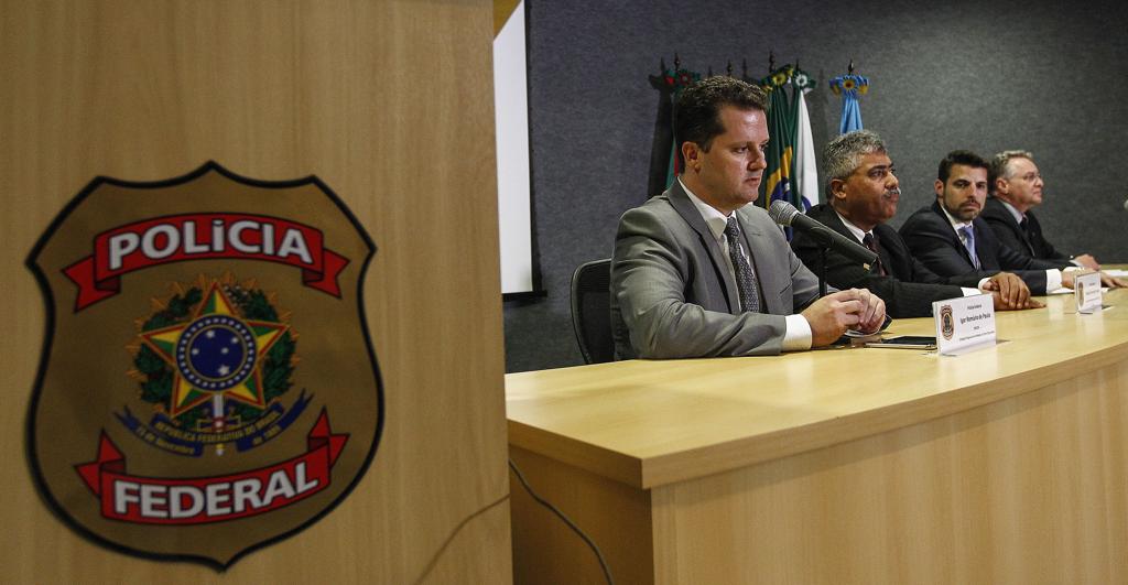 Delegados da Polícia Federal durante coletiva da Operação Carne Fraca: escolha da data de deflagração da operação no mesmo dia do aniversário da Lava Jato não foi coincidência. | Jonathan Campos/Gazeta do Povo