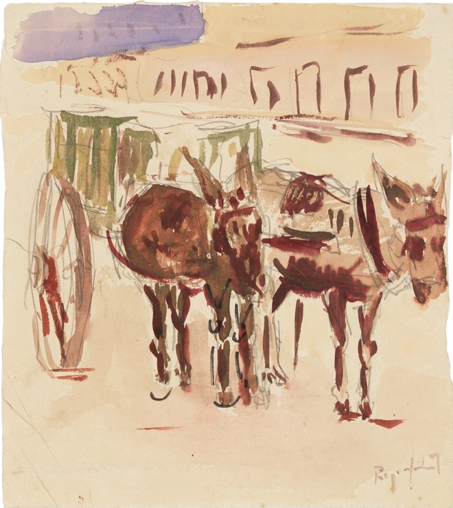 Aquarela “carroça”. | Reprodução