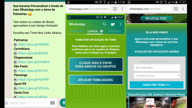 Golpe no WhatsApp ludibria torcedores dos times mais populares do Brasil | PSafe/