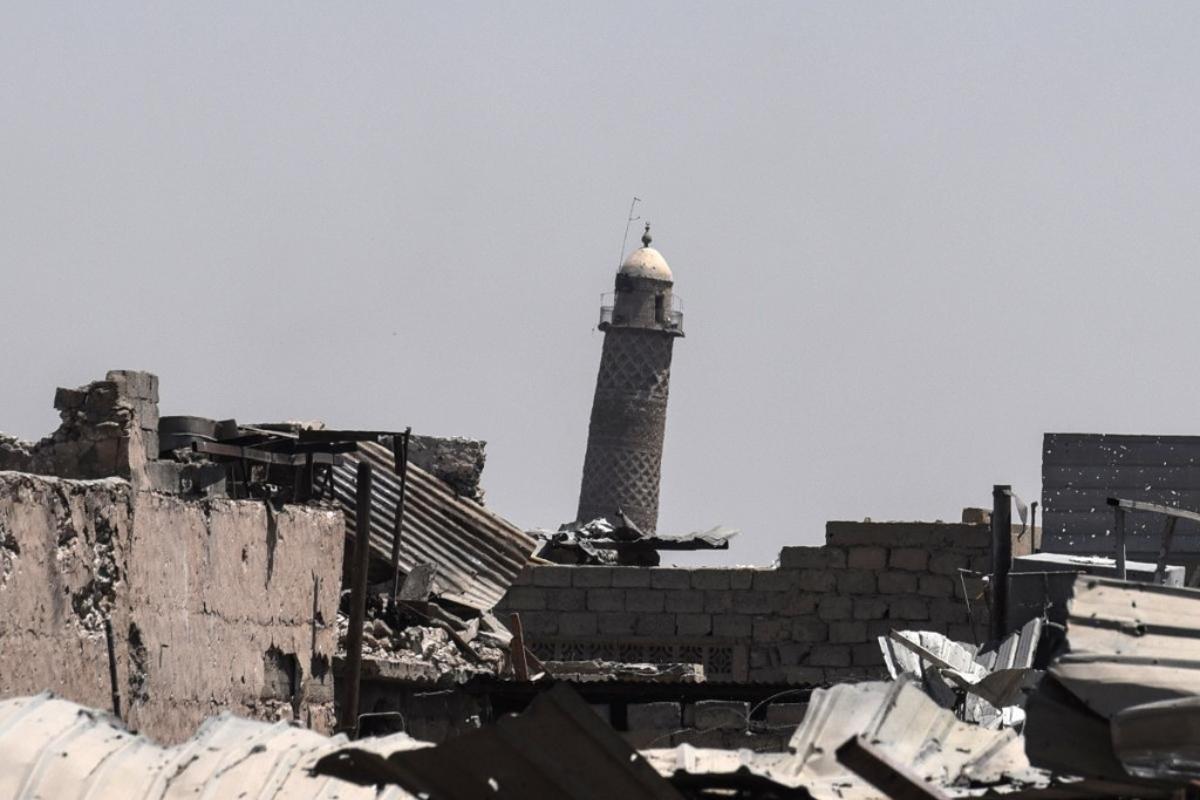 O minarete da mesquita de al-Nuri, em Mosul, no Iraque | MOHAMED EL-SHAHEDAFP