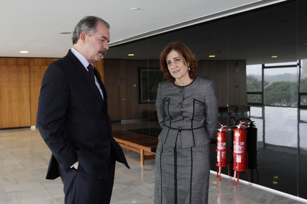 Miriam Leitão entrevista Aloizio Mercadante no Palácio do Planalto, em Brasília, para a GloboNews | Jane Franco/Globo/Divulgação