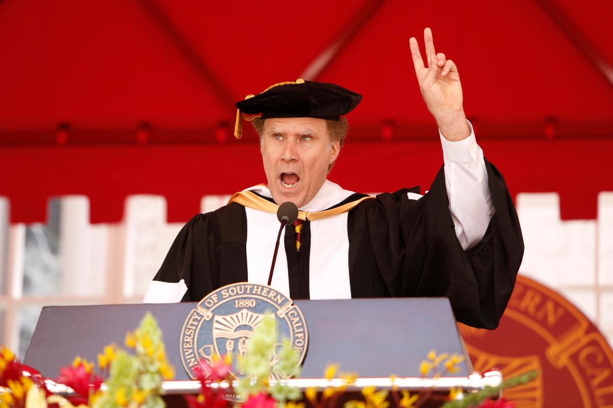 Comediante Will Ferrell em discurso na Universidade do Sul da Califórnia: parte da maioria | Reprodução / University o Southern California