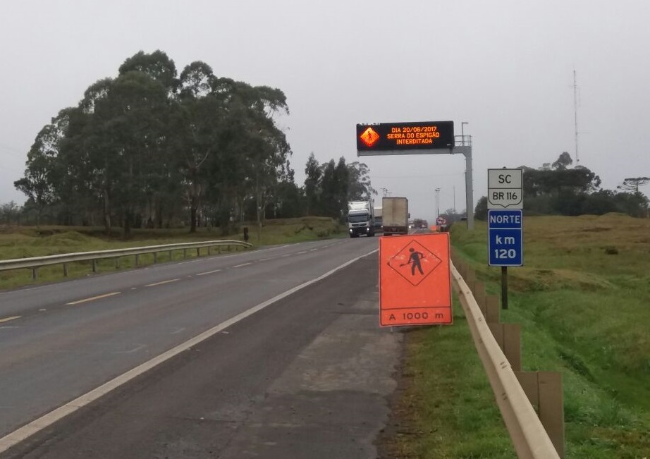 Interdição acontece nas cidades de Monte Castelo e Santa Cecília,, em Santa Catarina. | Divulgação/Autopista Planalto Sul