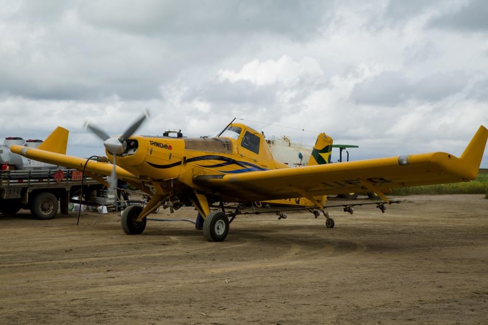 Avião de pulverização em Nova Santa Rosa, no Paraná. Estado é um dos maiores compradores de aviões agrícolas. | Lineu Filho/Gazeta do Povo