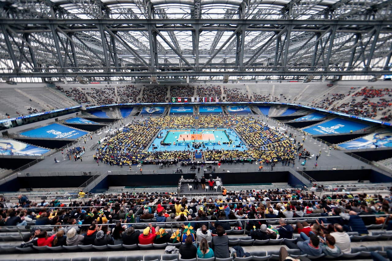 Abertura da Liga Mundial de Vôlei na Arena da Baixada, nesta terça-feira (4). | Albari Rosa/Gazeta do Povo