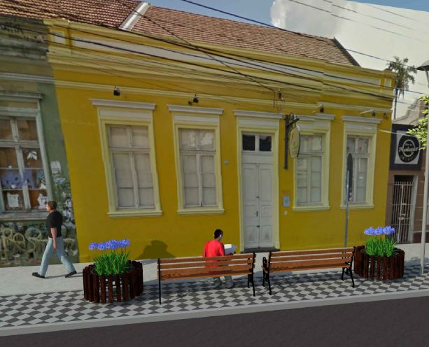 Perspectiva de como ficará a Trajano Reis: calçada será concreto usinado, com bancos e rampas de acesso. | Ippuc/