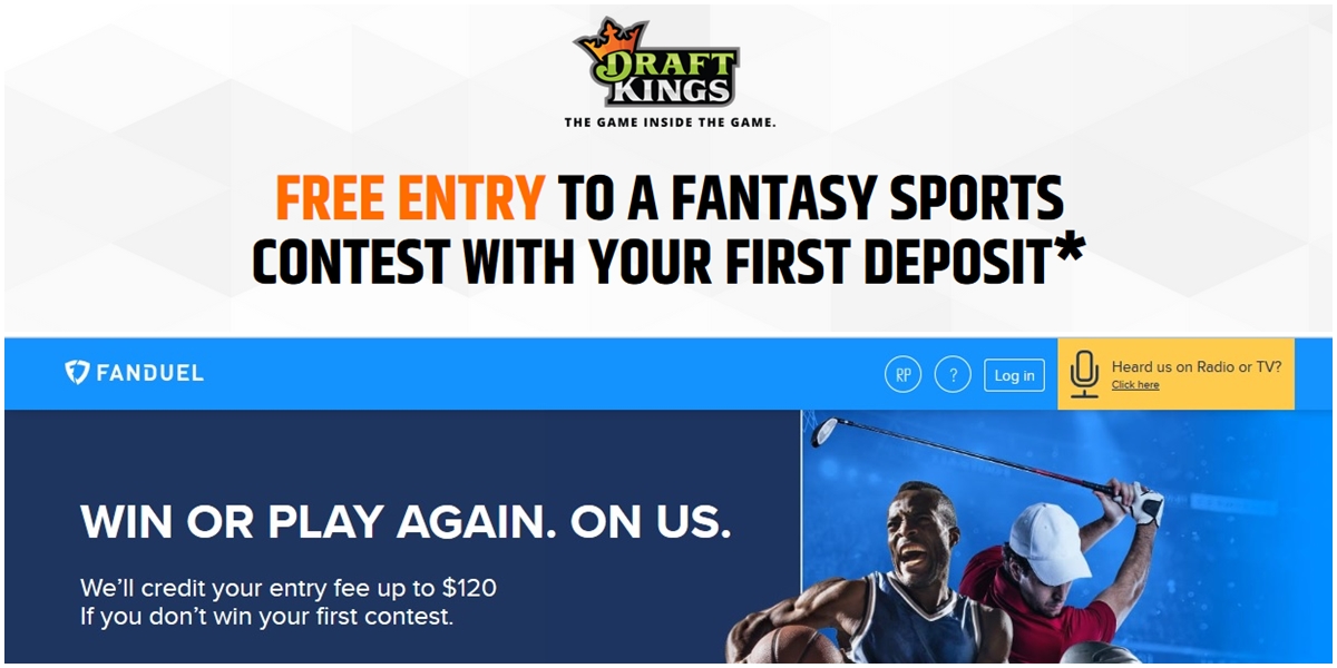 Draft Kings e Fan Duel, os dois principais sites de fantasy diário nos EUA. | Reprodução internet