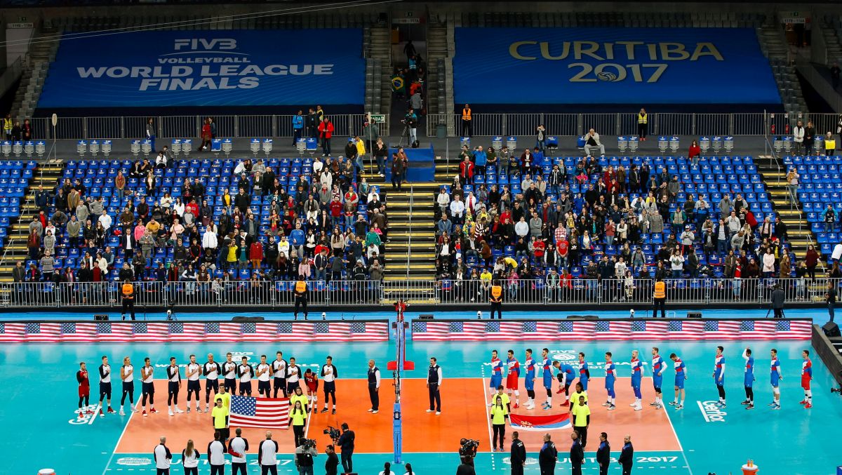 Estados Unidos e Sérvia se enfrentaram na Arena. | Divulgação/FIVB