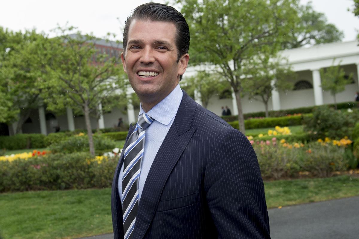 Donald Trump Jr. durante celebração de páscoa nos jardins da Casa Branca | SAUL LOEBAFP