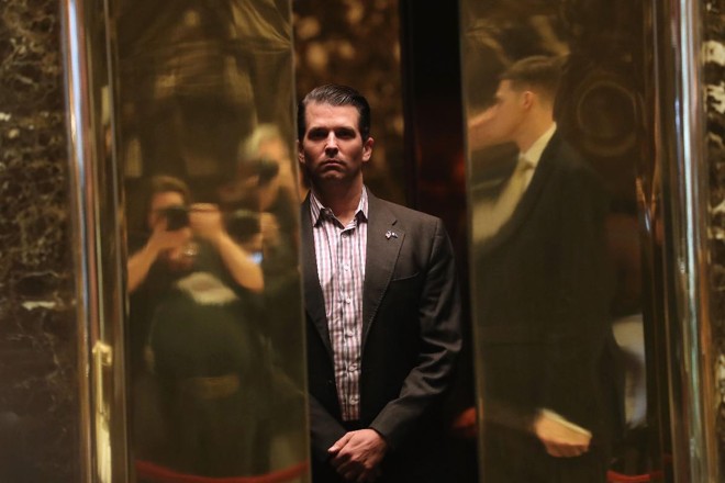 Donald Trump Jr. chega à Trump Tower, em Nova York | JOHN MOORE/AFP