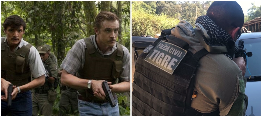 Os agentes Javier Peña e Steve Murphy retratados na série Narcos da Netflix: Tigre está sendo treinado pelo DEA. | /