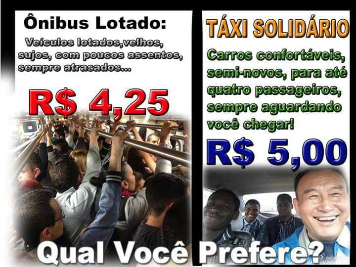 Menssagem que circula no Whatsapp divulgado o protesto do Táxi Solidário. | Divulgação /