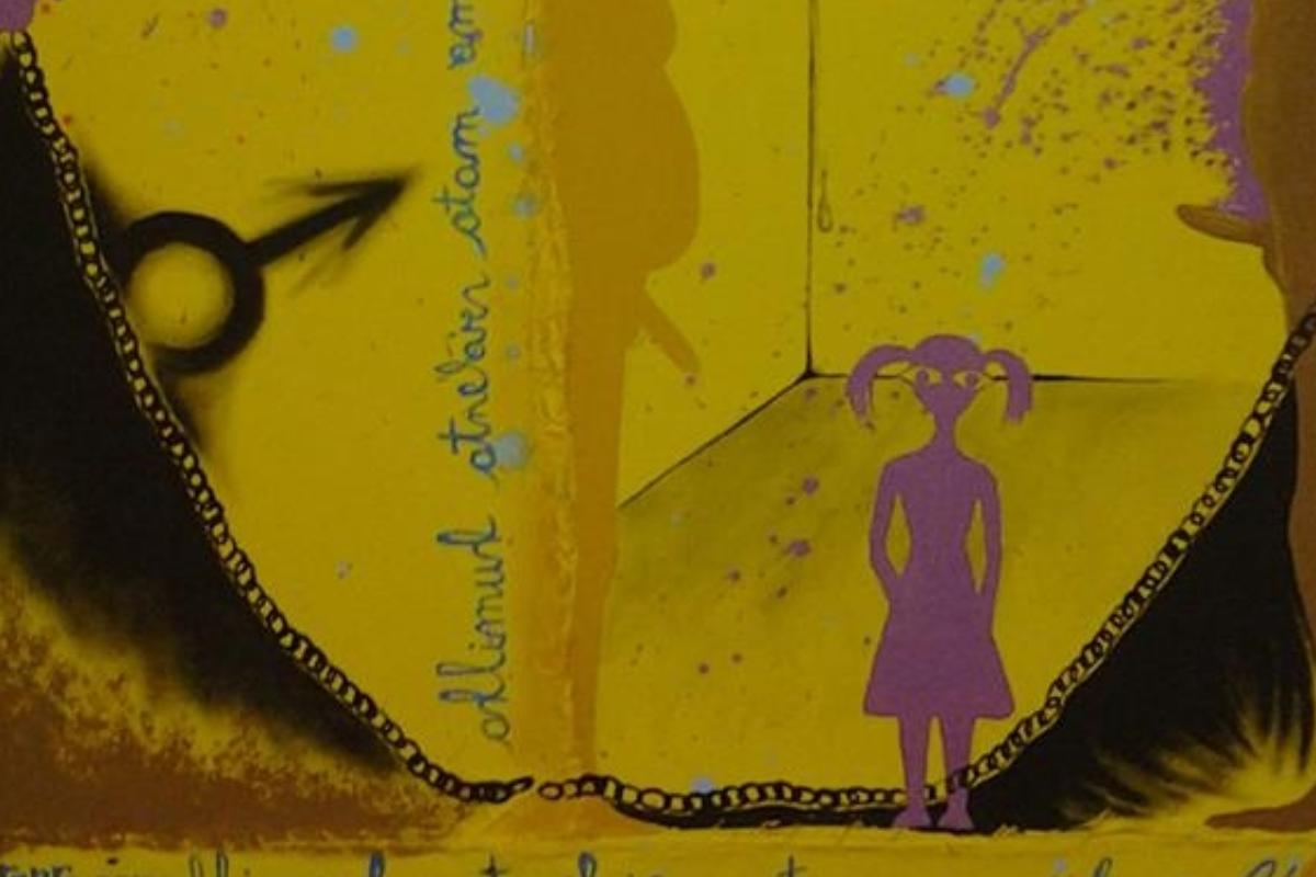 Detalhe do quadro intitulado ‘Pedofilia’, de Alessandra Cunha, cujo nome artístico é Ropre |