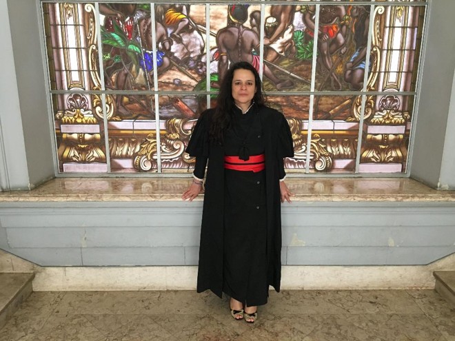 Janaina Paschoal, na última segunda-feira (11), dia da arguição de sua tese “Direito Penal e Religião: as várias interfaces de dois temas que aparentam ser estanques” | Marcela Monteiro / Gazeta do Povo