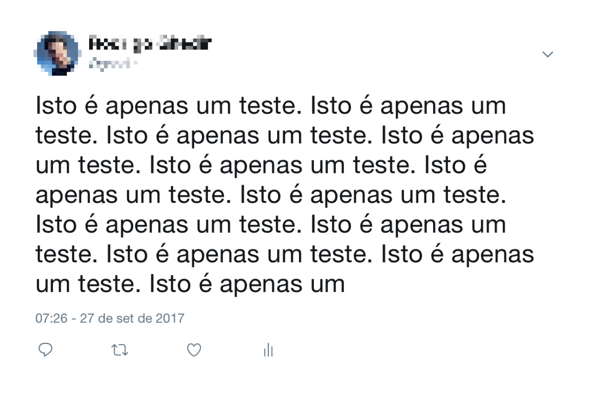 Um tweet com 280 caracteres |