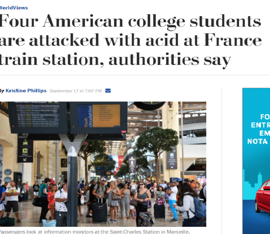 Na imagem do site do jornal The Washington Post, a estação de trem em Marselha onde ocorreu ataque | Reprodução