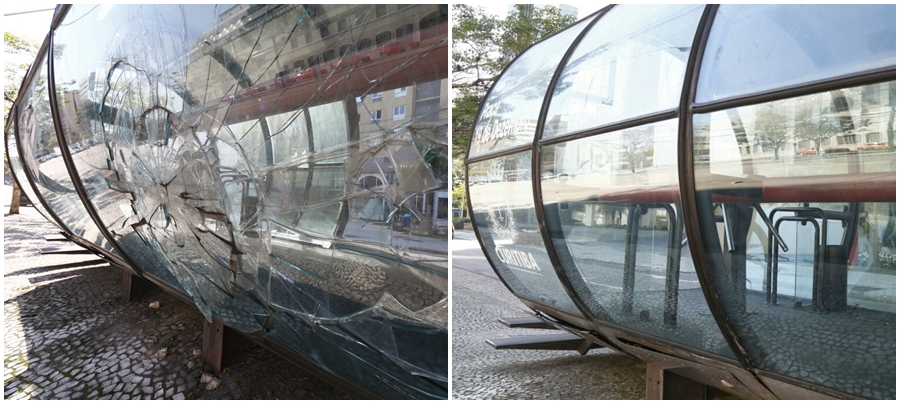 Vidro quebrado da estação-tubo Praça 19 de Dezembro foi trocado. | Aniele Nascimento/Gazeta do Povo