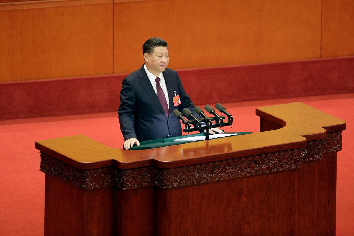 O presidente da China, Xi Jinping, durante dirscurso de abertura do 19º Congresso Nacional do Partido Comunista da China | Qilai Shen/Bloomberg