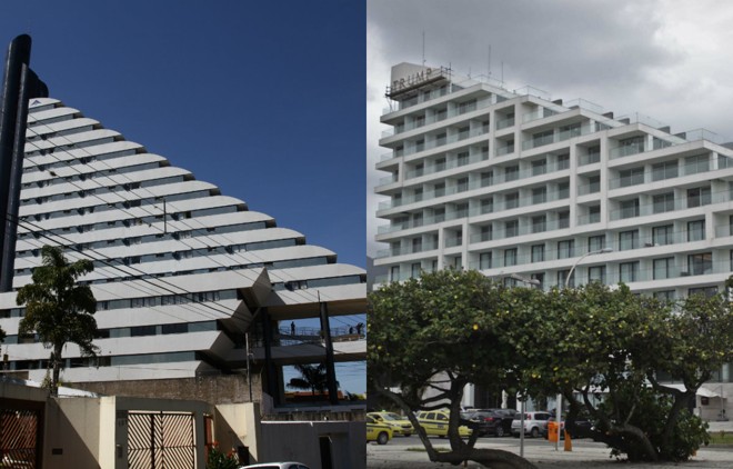 Os dois hotéis-pirâmide da Lava Jato: o atribuído a Youssef (esq.) e o LHS Barra, antido Trump Hotel. | Roberto Custódio/Gazeta do Povo e Ariel Subirá /Futura Press