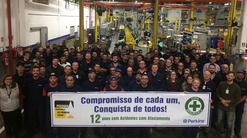 Neste ano, a Perkins alcançou 12 anos sem acidente de trabalho com afastamento, tornando o ambiente mais seguro e confiável para os seus colaboradores. | Divulgação/Perkins