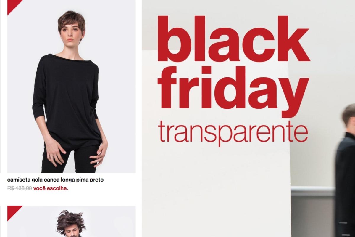 Black Friday Transparente, da basico.com, permite que o cliente escolha quanto pagar nas peças. | basico.com/Reprodução