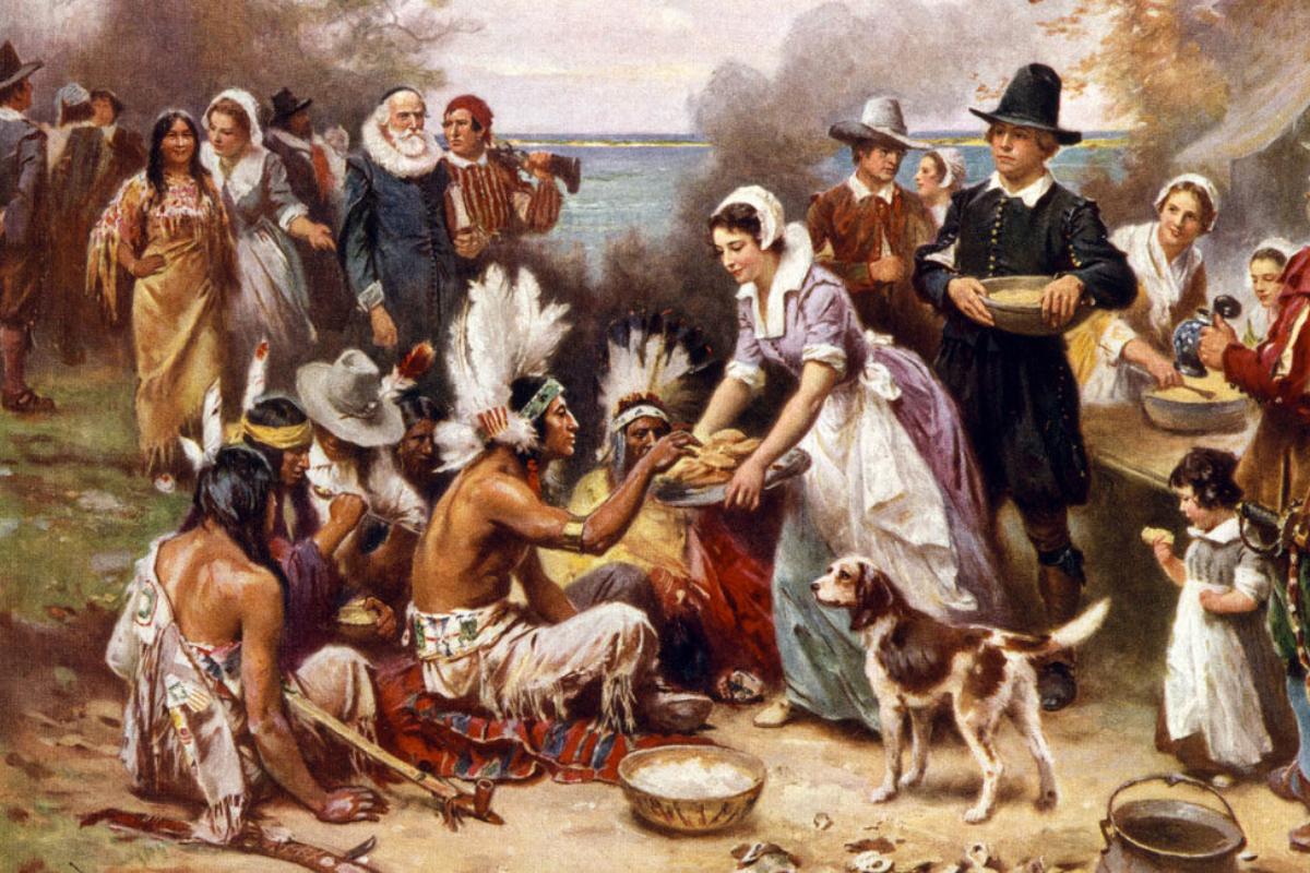 Tradição do Dia de Ação de Graças nos Estados Unidos existe desde 1621, quando Peregrinos se encontraram para um banquete com índios Wampanoag para celebrar a farta colheita | World History Archive/Newscom