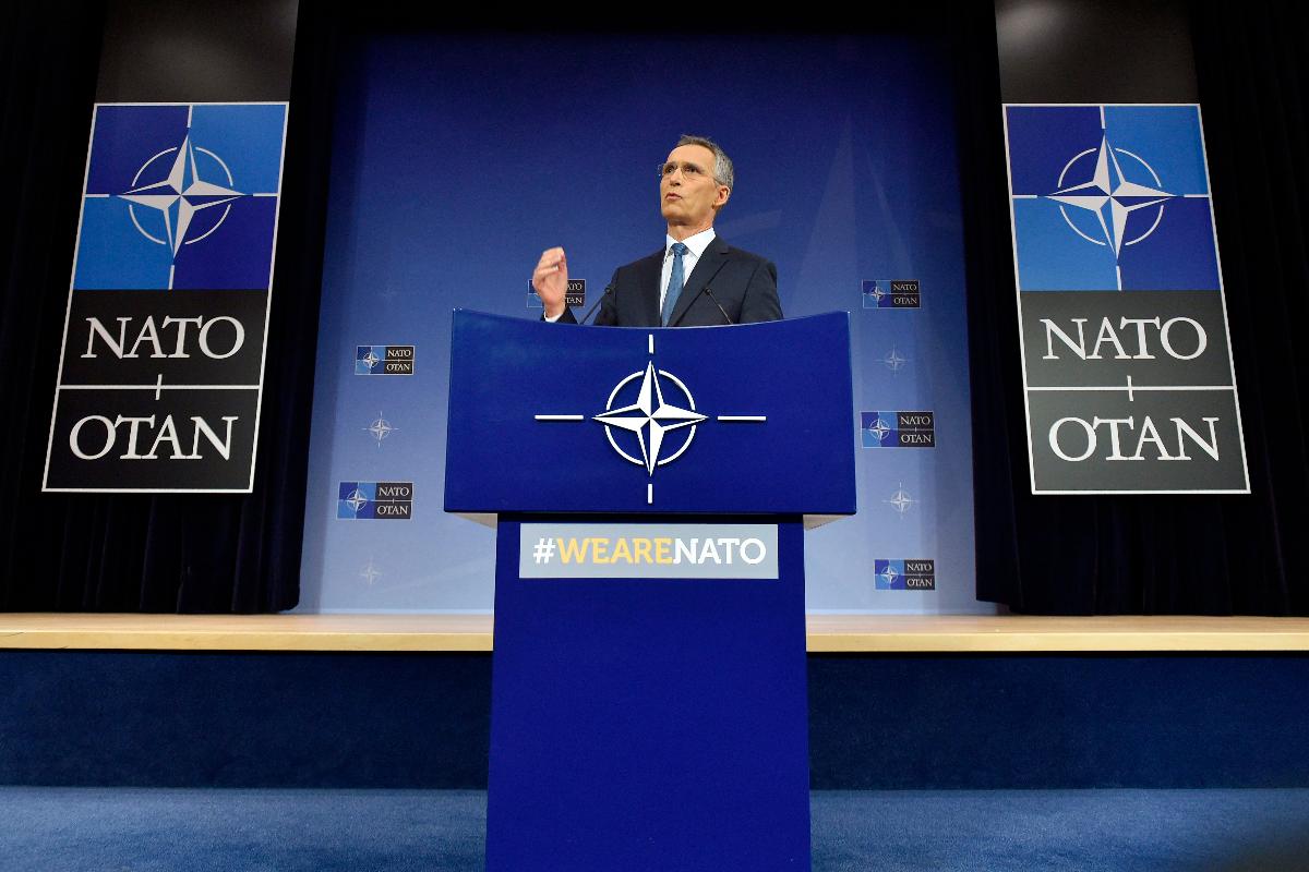 Secretário-geral da OTAN, Jens Stoltenberg, durante coletiva de imprensa em Bruxelas | JOHN THYS/AFP