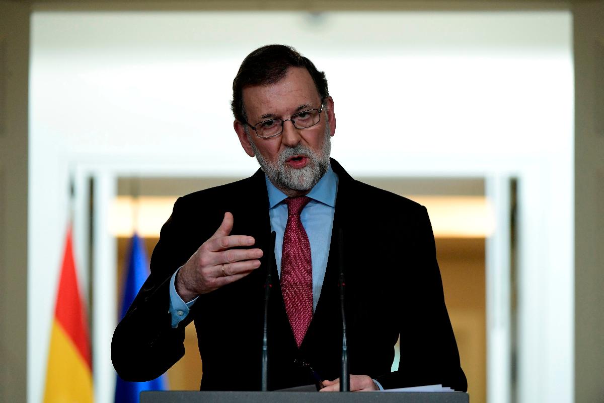 Primeiro Ministro espanhol, Mariano Rajoy, em coletiva de imprensa em Madrid, nesta sexta (29). | JAVIER SORIANOAFP